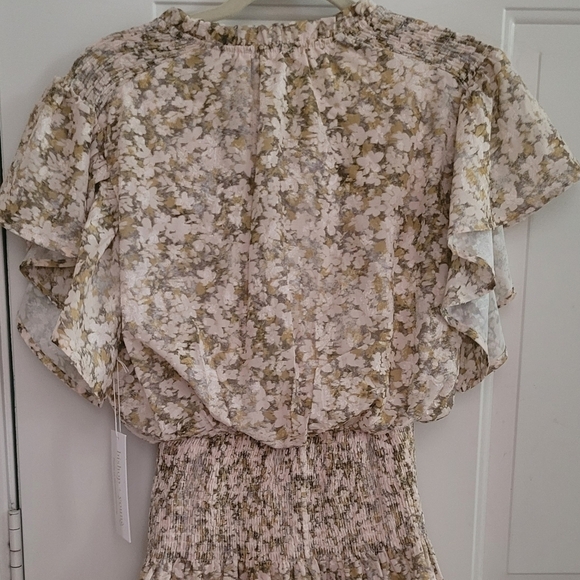 NWT Bishop & Young Floral Flutter Sleeve Smocked Mini Dress - Picture 14 of 17